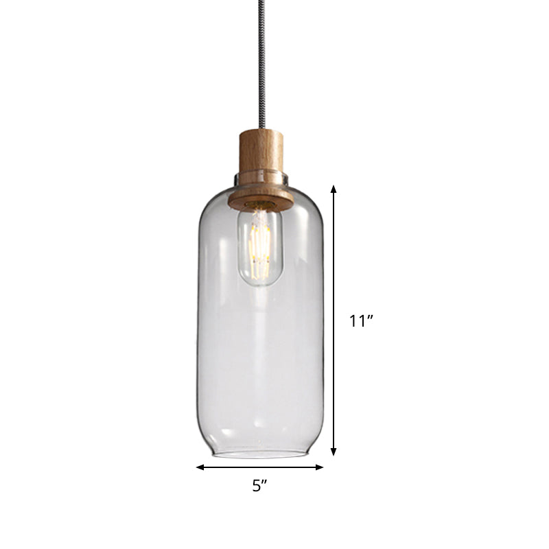 Nordic Clear Glass Jar Hanging Light Fixture For Bedroom - 1 Kit 5’/6’ Wide