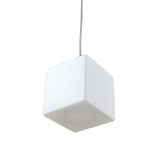 Minimalist Hanging Glass Pendant Light - White Cubic Design 5’/6’/8’ Width