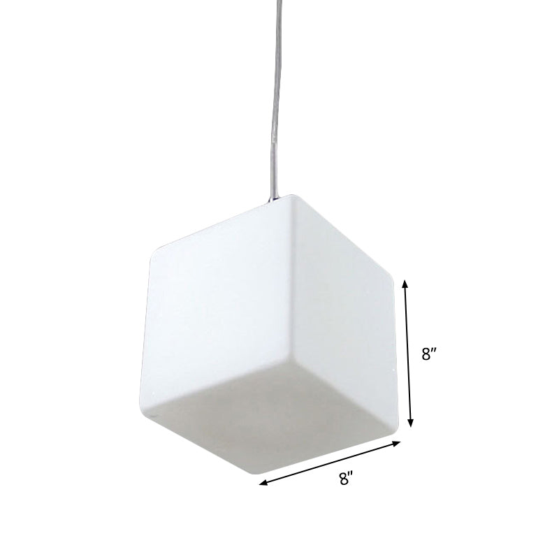 Minimalist White Glass Hanging Ceiling Light - 1-Light Pendant Fixture 5-8 Wide