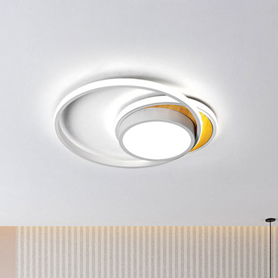 Ultra Thin Modern Metal Led Flush Ceiling Light In Black/White - White/Warm 18’/21.5’ Wide