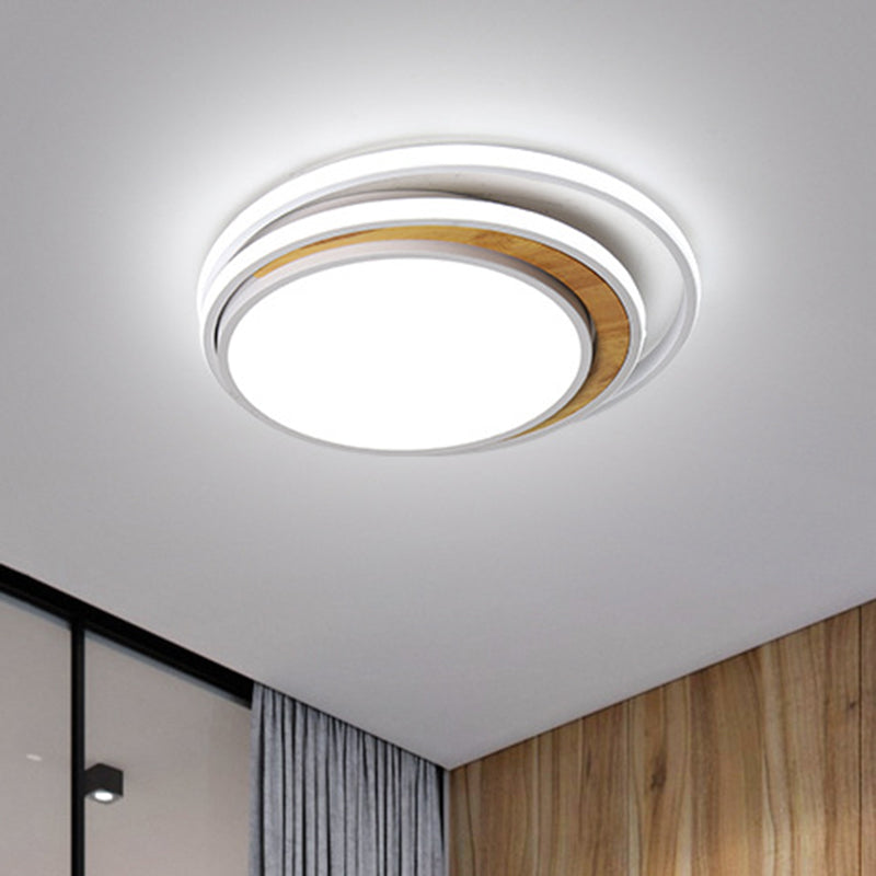 Modern Led Metal Flush Ceiling Light In Black/White 16.5’/20.5’ Wide White/Warm
