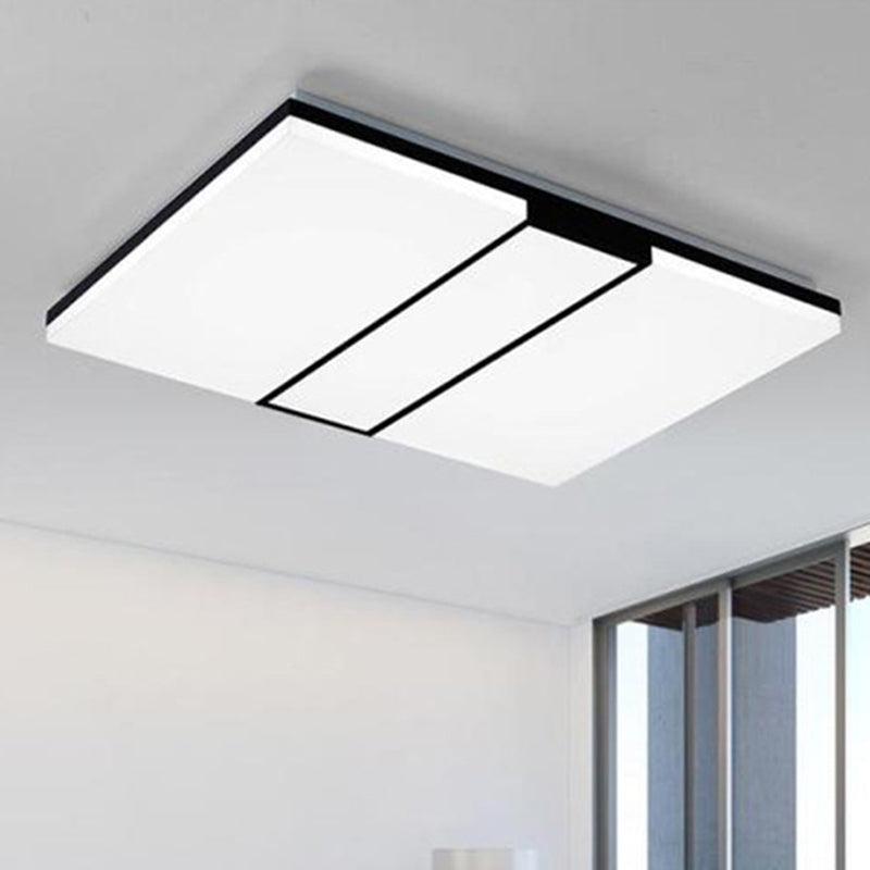 Rectangular Acrylic Ceiling Flush Mount In Warm/White Light - Minimalist Design 19’/23.5’/33’ Wide