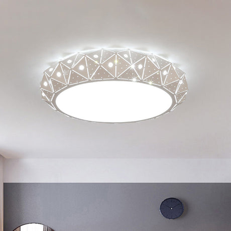18/25.5 Round Led Flush Mount Ceiling Lamp In Warm/White Light With Acrylic Design