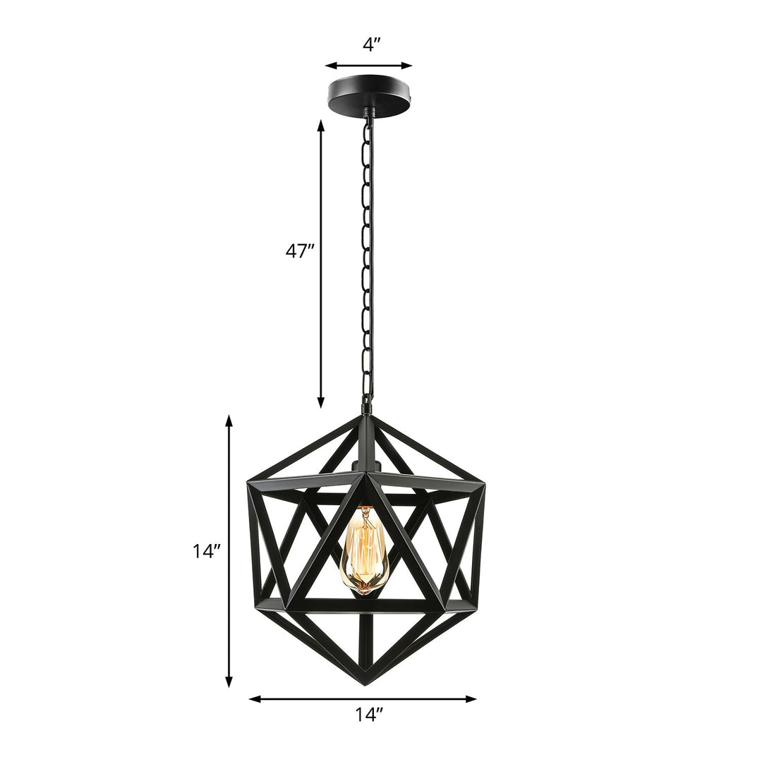 Industrial Geometric Metal Pendant Light 14’ / 18’ Dia 1 Bulb Black/Rust - Perfect For Dining