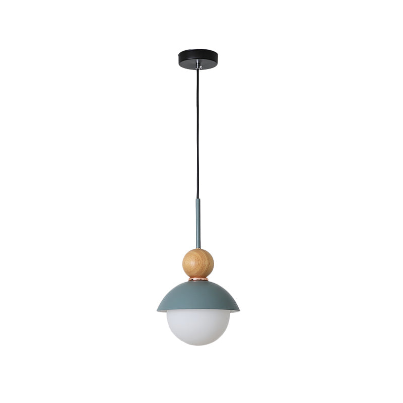 Sunny Doll Hanging Light Macaron Metallic Suspension Lamp - 1 Bulb In Pink/Light Blue For Dining