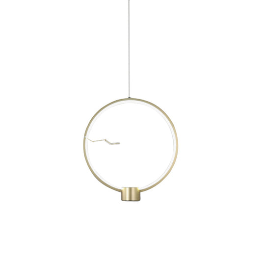 Minimalist Gold Led Ceiling Pendant Light With White/Warm Lighting - Ring Metal Fixture