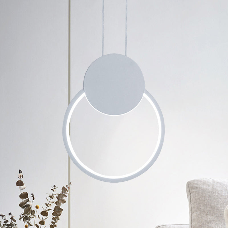 Modern Round Led Suspension Light In White/Black - Perfect Bedside Lamp With White/Warm