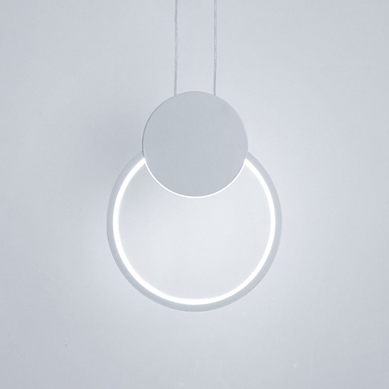 Modern Round Acrylic White/Black Led Hanging Bedside Light Fixture White/Warm