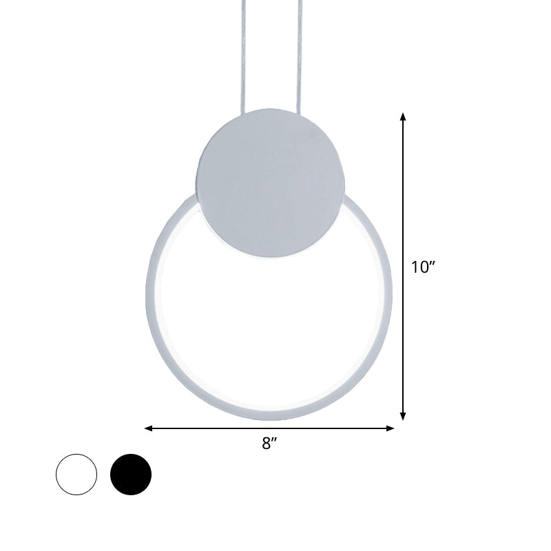 Modern Round Acrylic White/Black Led Hanging Bedside Light Fixture White/Warm