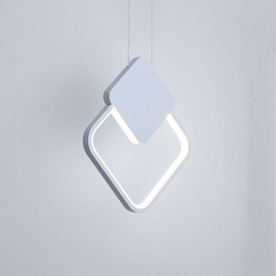 Acrylic Led Square Pendant Light: Modern Hanging Ceiling Lamp For Bedside With White/Black Shades &