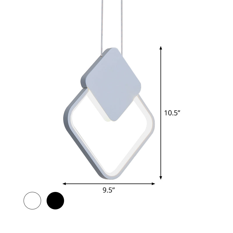 Acrylic Led Square Pendant Light: Modern Hanging Ceiling Lamp For Bedside With White/Black Shades &