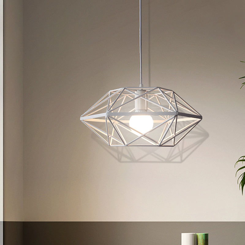 White Geometric Pendant Light With Down Lighting For Contemporary Dining Rooms