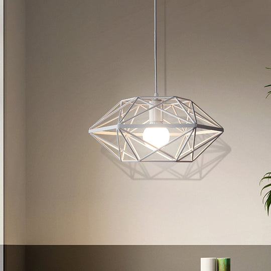 White Geometric Pendant Light With Down Lighting For Contemporary Dining Rooms