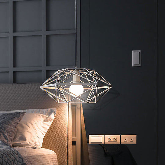 White Geometric Pendant Light With Down Lighting For Contemporary Dining Rooms