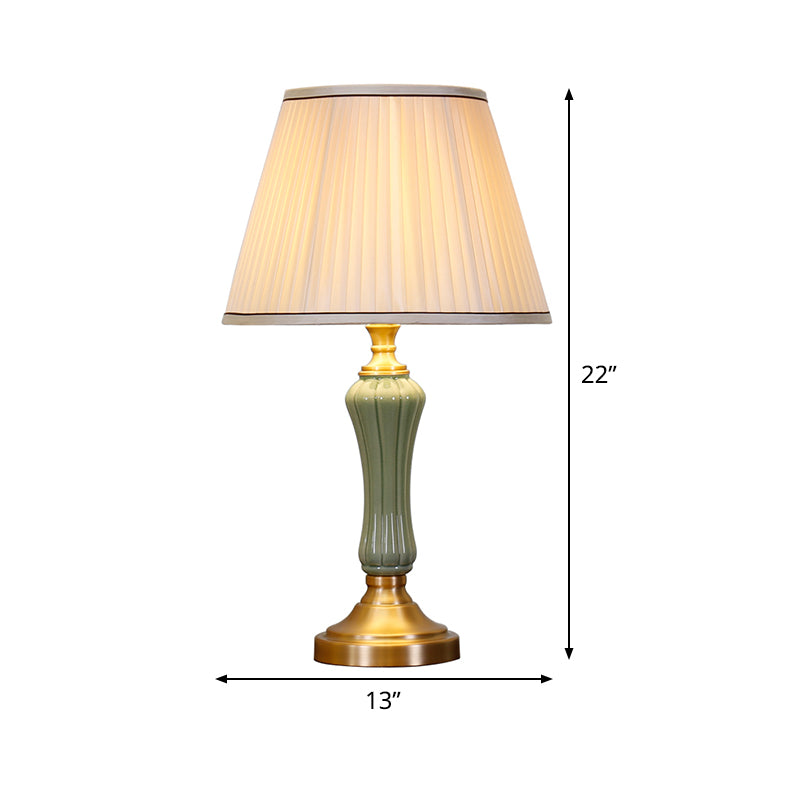 Modern Green Desk Lamp With Fabric Shade - Small Living Room Table Light