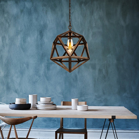 Industrial Geometric Metal Pendant Light 14’ / 18’ Dia 1 Bulb Black/Rust - Perfect For Dining