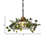 Vintage Black Metal Pendant Lamp With Led Bulb Cage For Restaurants And Plants