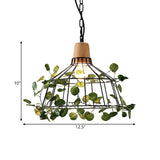 Vintage Black Metal Pendant Lamp With Led Bulb Cage For Restaurants And Plants