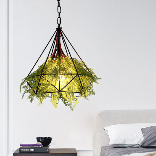 Black Metal Diamond Pendant Led Lamp For Restaurant - Industrial Down Lighting Head 1