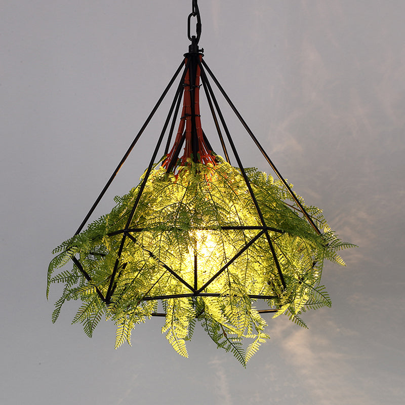 Black Metal Diamond Pendant Led Lamp For Restaurant - Industrial Down Lighting Head 1