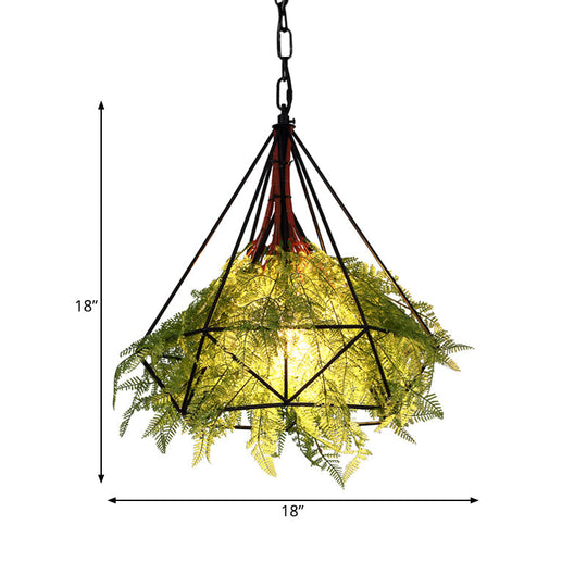 Black Metal Diamond Pendant Led Lamp For Restaurant - Industrial Down Lighting Head 1