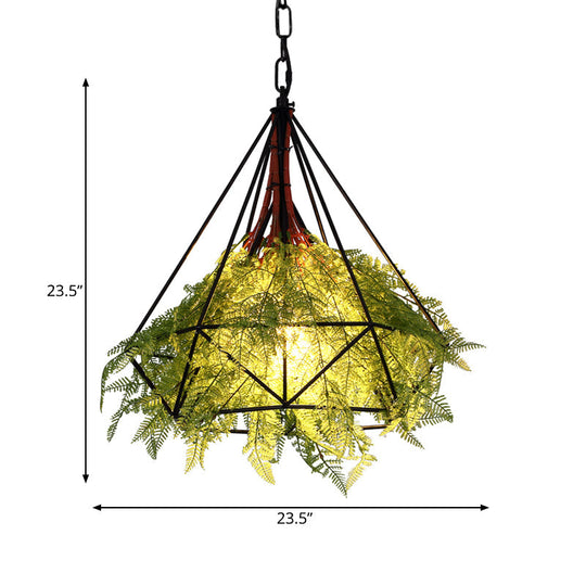 Black Metal Diamond Pendant Led Lamp For Restaurant - Industrial Down Lighting Head 1