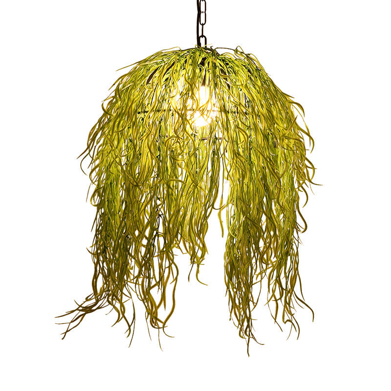 Black Metal Seaweed Pendant Light Fixture - Industrial Style Ceiling Lamp For Restaurants