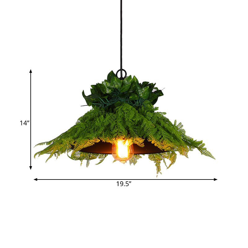 Black Barn Pendant Light Retro Metal 1 Head Led Ceiling Lamp With Plant - Multiple Sizes Available
