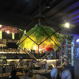 Geometric Metal Pendant: 1-Head Led Down Light W/ Plant Accent - Antique Black 18/21.5 Wide