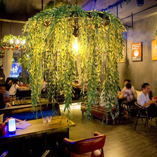 Vintage Metal Plant Restaurant Pendant Lamp - Black Led Down Lighting 1 Head 13/19/23 Width / 13