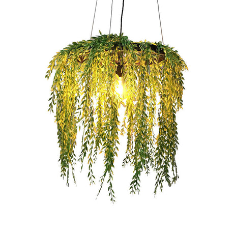 Vintage Metal Plant Restaurant Pendant Lamp - Black Led Down Lighting 1 Head 13/19/23 Width