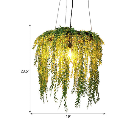 Vintage Metal Plant Restaurant Pendant Lamp - Black Led Down Lighting 1 Head 13/19/23 Width