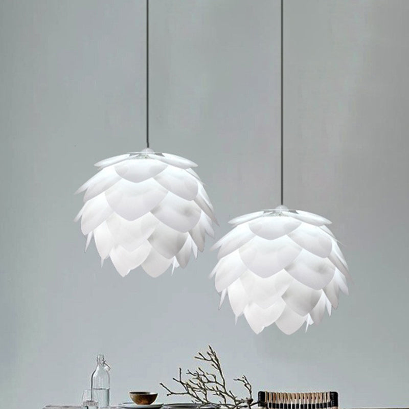 White Squama Pendant Light - Nordic Style 1-Light Suspension For Dining Room