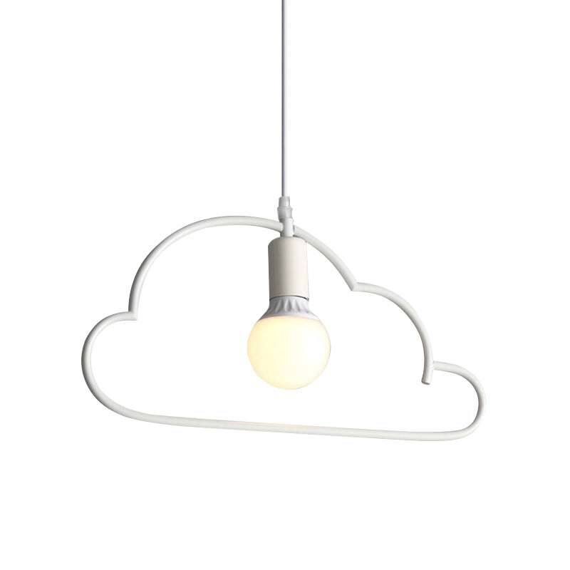 Modern Cloud Pendant Ceiling Lamp With Metal Finish - White 1 Bulb