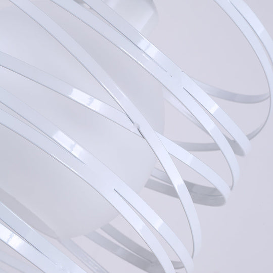 Industrial Spiral Hanging Light With Wire Guard And Chain - Black/White