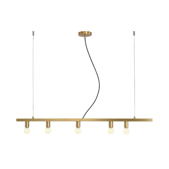 Postmodern Brass Linear Down Lighting Chandelier - Hanging Pendant For Dining Table