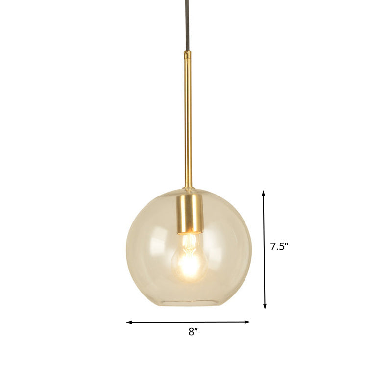 Modern Glass Globe Pendant Light - 1 Head 8’’/12’’ Wide - Stylish Dining Room Hanging Lamp Kit