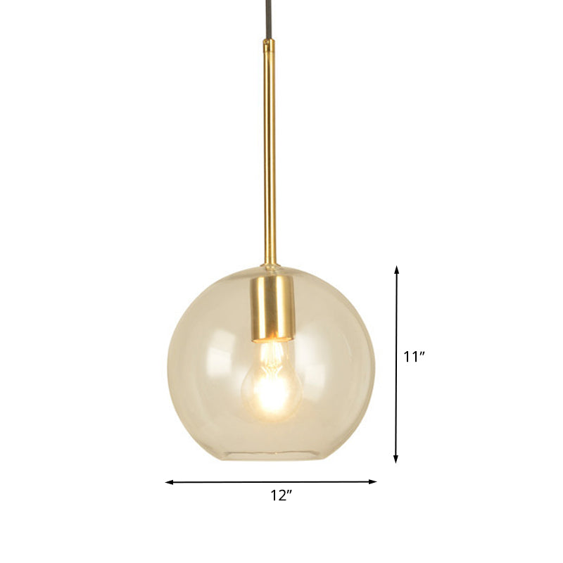Modern Glass Globe Pendant Light - 1 Head 8’’/12’’ Wide - Stylish Dining Room Hanging Lamp Kit