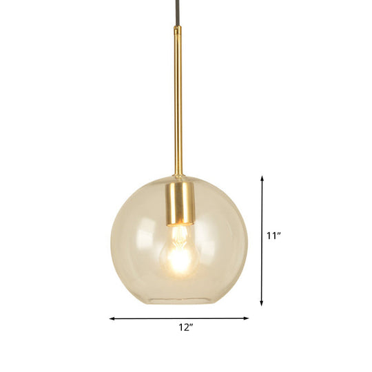 Modern Glass Globe Pendant Light - 1 Head 8’’/12’’ Wide - Stylish Dining Room Hanging Lamp Kit