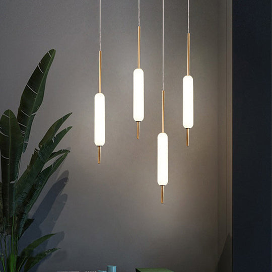 Modern White Glass Tube Pendant Light For Dining Room Ceiling