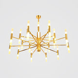 Brass 2-Tier Slim Tube Pendant Chandelier - Minimalist 40-Head Ceiling Light For Living Room