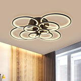 Modern Brown Flush Mount Acrylic Ceiling Light With Multi-Ring Design And 8/10 Lights For Living