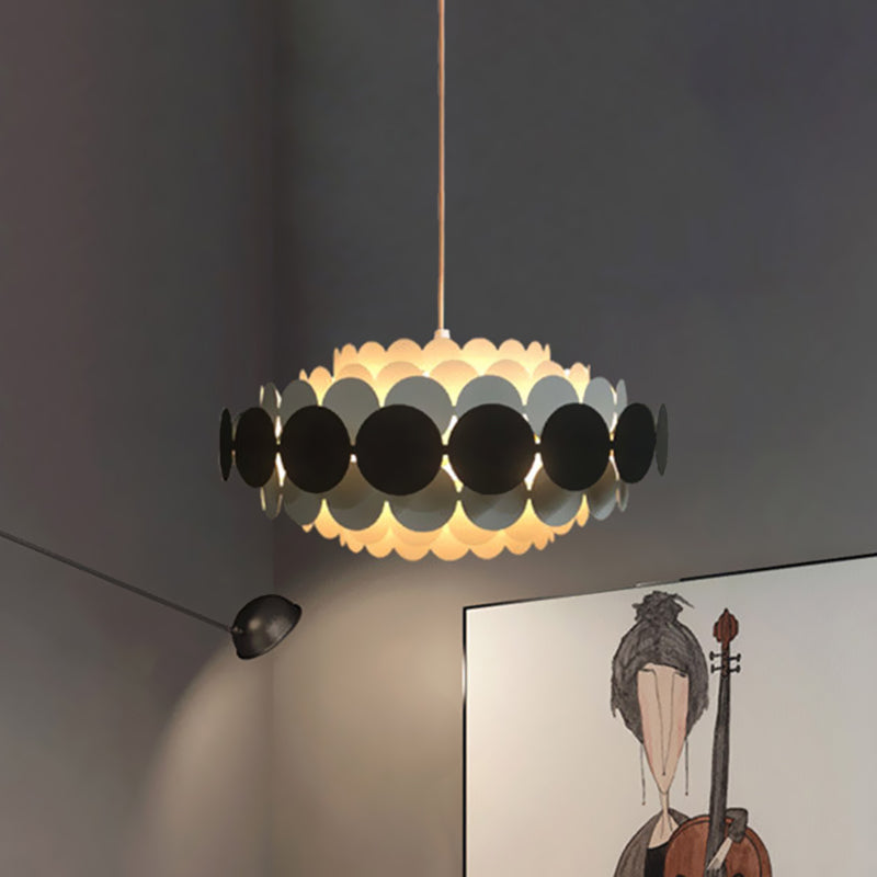 Contemporary Led Acrylic Oval Chandelier - Wide Black/Blue/Red Pendant Lamp