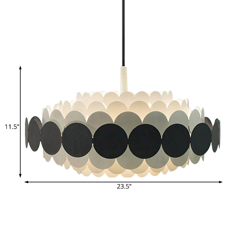 Contemporary Led Acrylic Oval Chandelier - Wide Black/Blue/Red Pendant Lamp