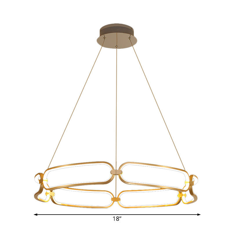 Modern 1-Light Gold Led Ceiling Pendant Light: Bracelet Metal Chandelier Lamp In White/Warm Light
