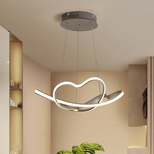 Modernist Led Hanging Light Kit - 16’/19.5’ Wide Grey Twisted Chandelier Lamp With Acrylic Leds