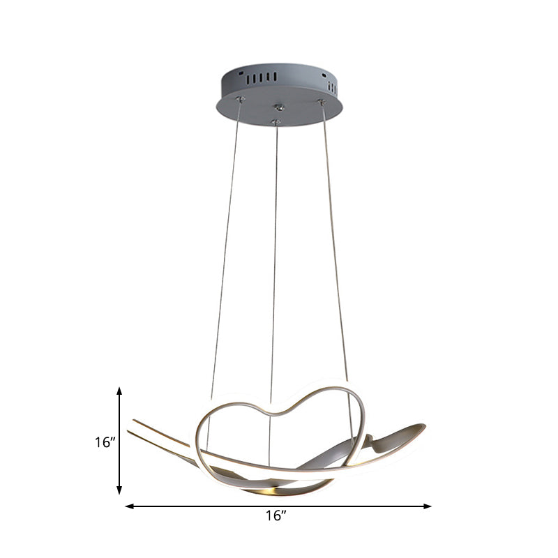 Modernist Led Hanging Light Kit - 16’/19.5’ Wide Grey Twisted Chandelier Lamp With Acrylic Leds