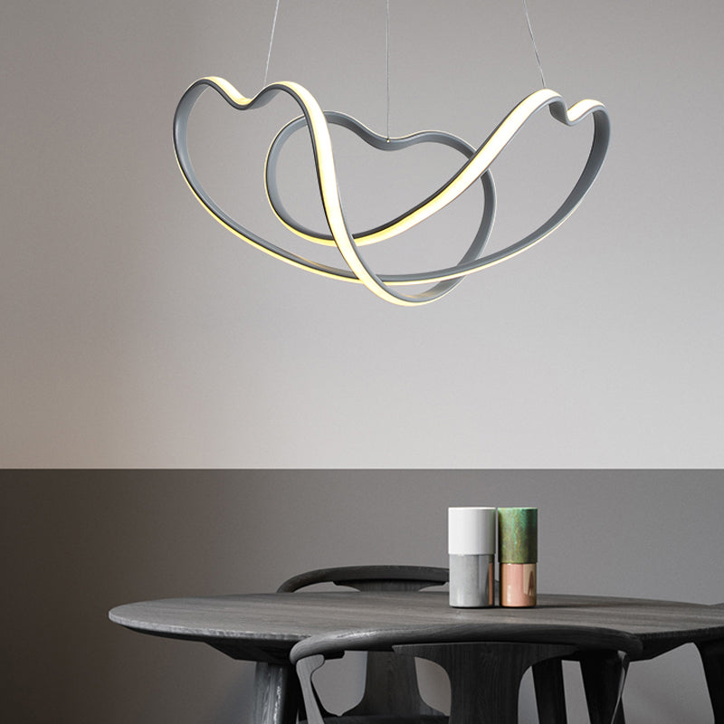 16/19.5 Wide Grey Twisted Chandelier Lamp - Modern Led Acrylic Hanging Light Kit In White/Warm /
