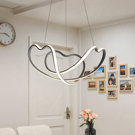 16/19.5 Wide Grey Twisted Chandelier Lamp - Modern Led Acrylic Hanging Light Kit In White/Warm