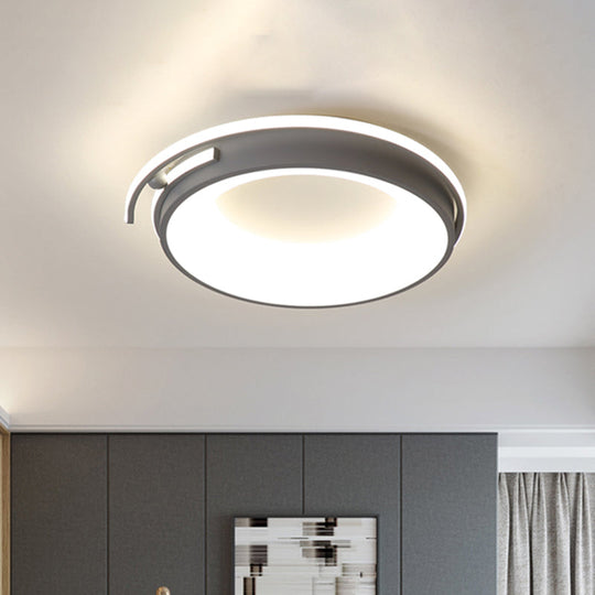 Contemporary Led Flush Mount Light For Living Room - Round Acrylic Shade Black/Grey Finish